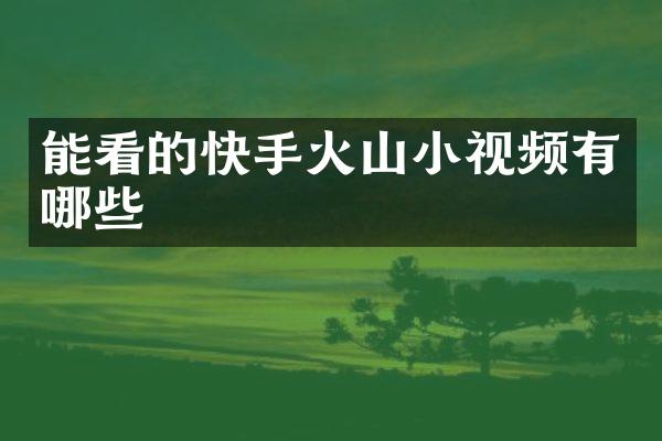 能看的快手火山小视频有哪些