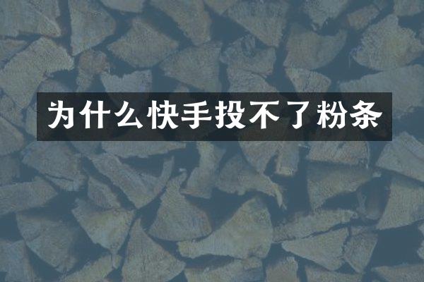 为什么快手投不了粉条