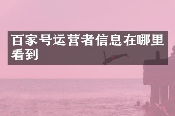 百家号运营者信息在哪里看到