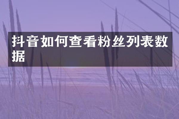 抖音如何查看粉丝列表数据