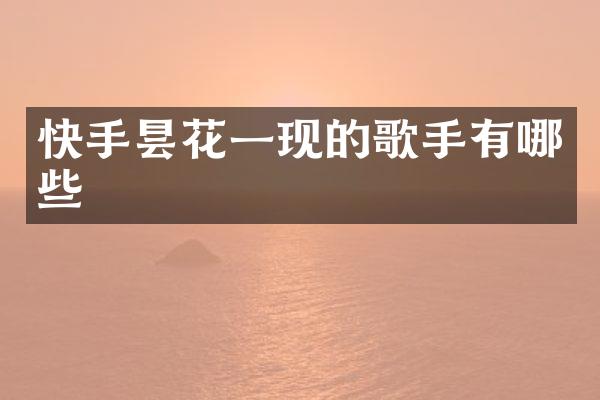 快手昙花一现的歌手有哪些