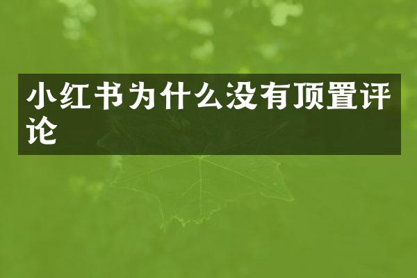 小红书为什么没有顶置评论