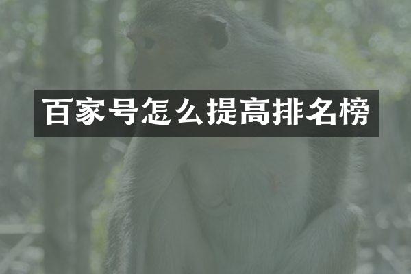 百家号怎么提高排名榜