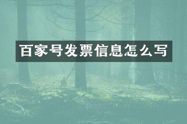 百家号发票信息怎么写