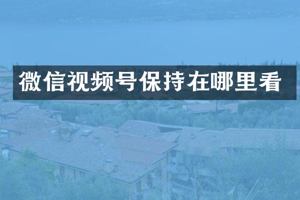 微信视频号保持在哪里看