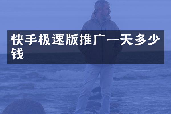 快手极速版推广一天多少钱