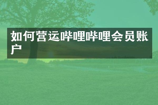 如何营运哔哩哔哩会员账户