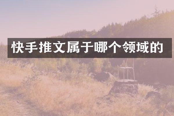 快手推文属于哪个领域的