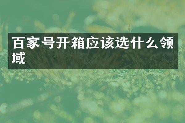 百家号开箱应该选什么领域