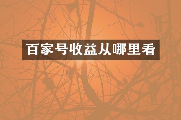 百家号收益从哪里看