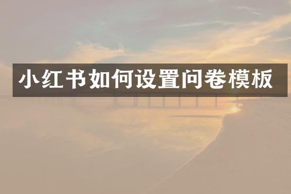 小红书如何设置问卷模板