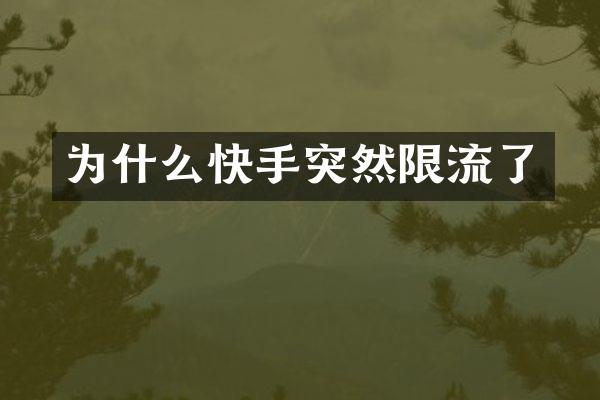 为什么快手突然限流了