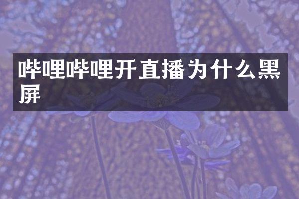 哔哩哔哩开直播为什么黑屏