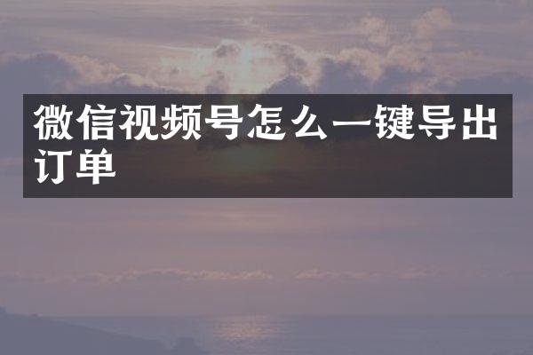 微信视频号怎么一键导出订单