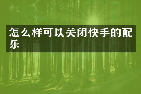 怎么样可以关闭快手的配乐