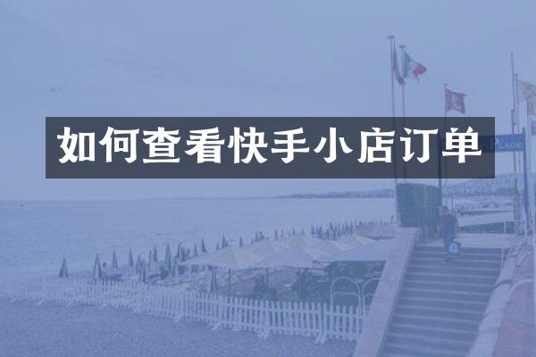 如何查看快手小店订单
