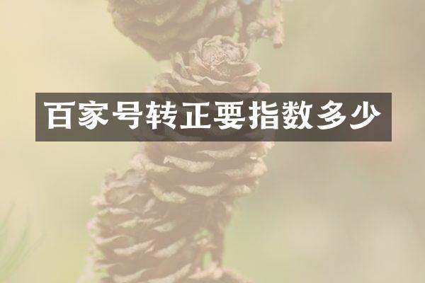 百家号转正要指数多少