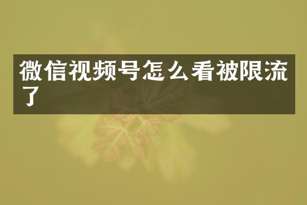 微信视频号怎么看被限流了