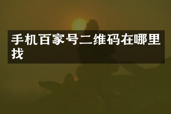 手机百家号二维码在哪里找