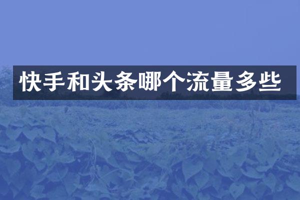 快手和头条哪个流量多些