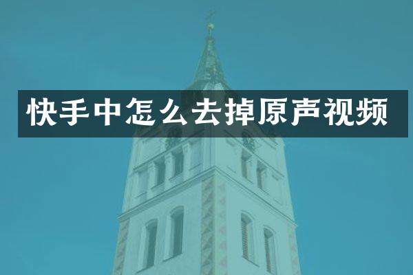 快手中怎么去掉原声视频