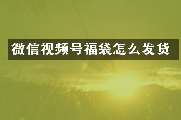 微信视频号福袋怎么发货