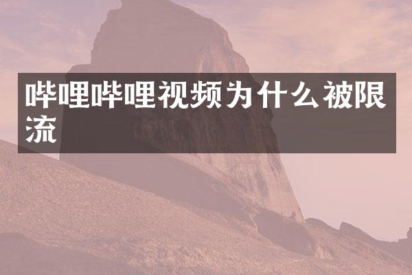 哔哩哔哩视频为什么被限流