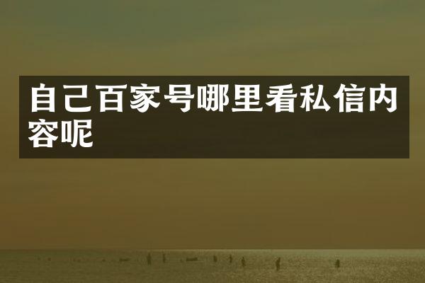 自己百家号哪里看私信内容呢