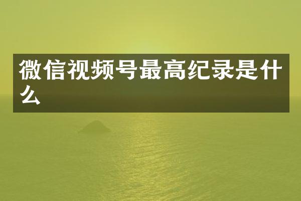 微信视频号最高纪录是什么