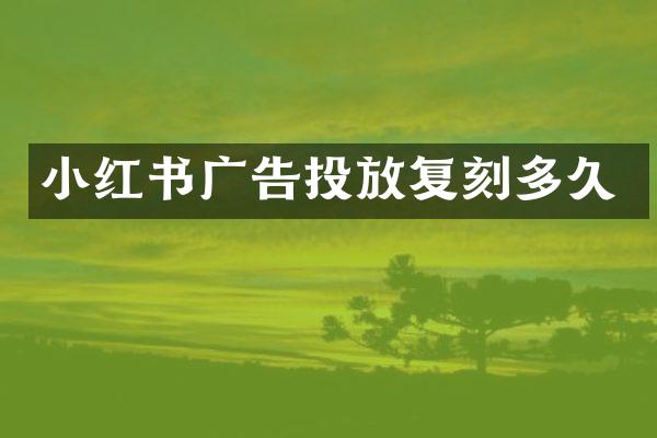 小红书广告投放复刻多久