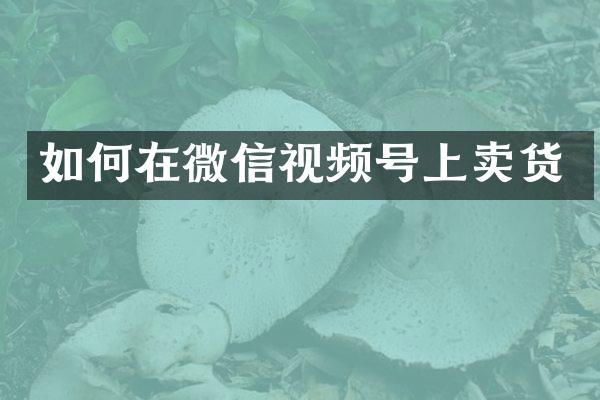 如何在微信视频号上卖货