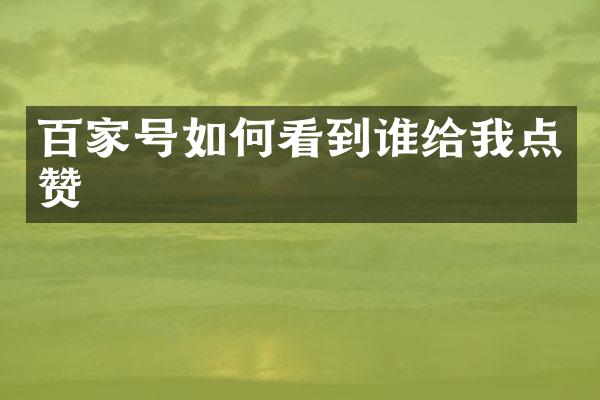 百家号如何看到谁给我点赞