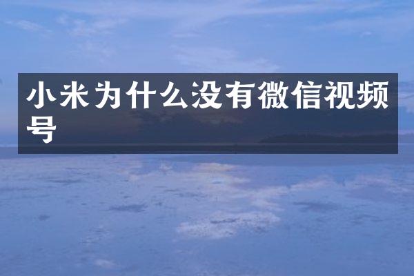 小米为什么没有微信视频号