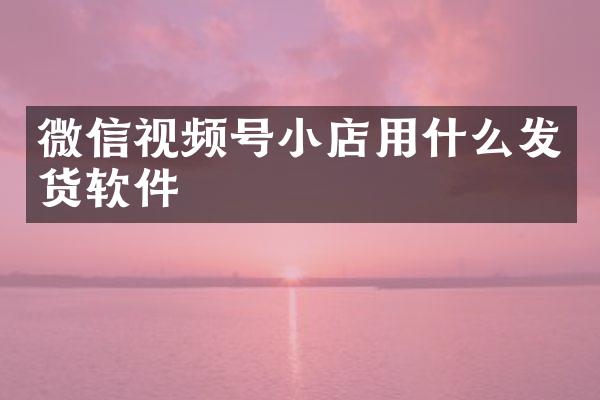 微信视频号小店用什么发货软件