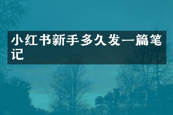 小红书新手多久发一篇笔记