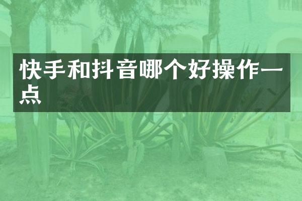 快手和抖音哪个好操作一点