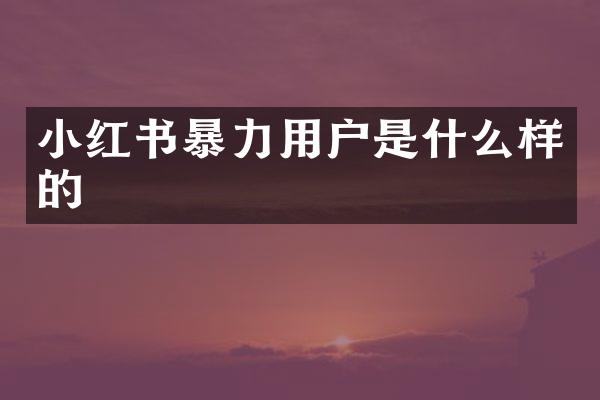 小红书暴力用户是什么样的