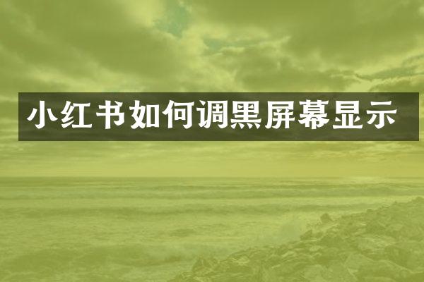 小红书如何调黑屏幕显示