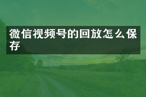 微信视频号的回放怎么保存