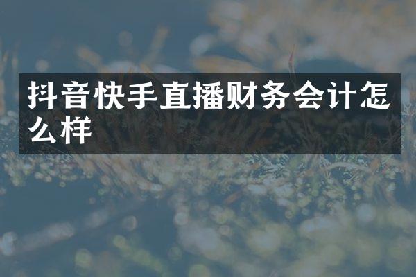 抖音快手直播财务会计怎么样