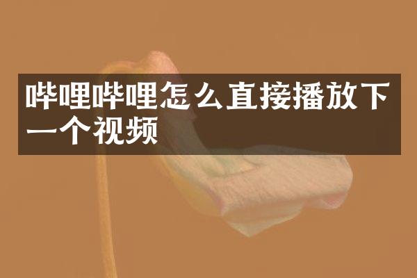 哔哩哔哩怎么直接播放下一个视频
