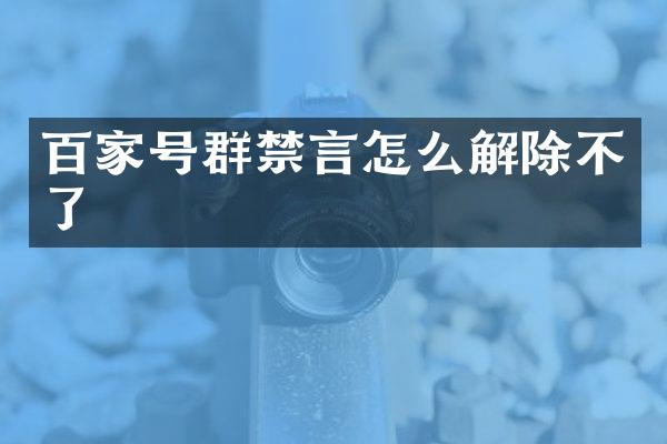 百家号群禁言怎么解除不了