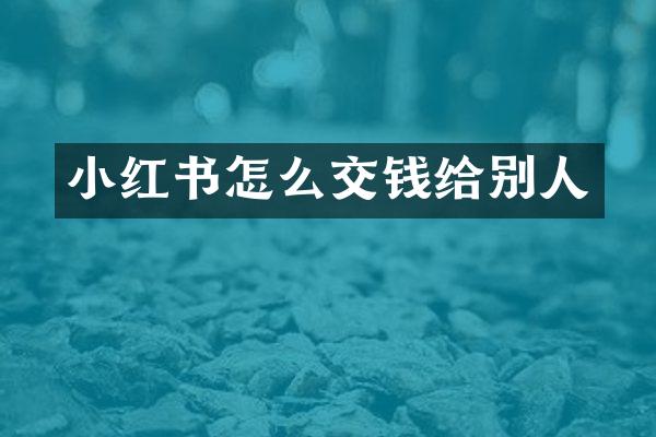 小红书怎么交钱给别人