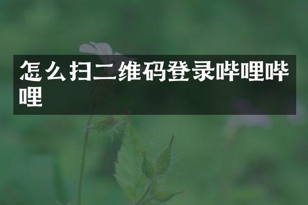 怎么扫二维码登录哔哩哔哩