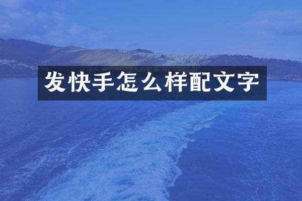 发快手怎么样配文字