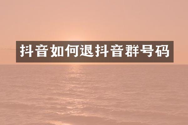 抖音如何退抖音群号码