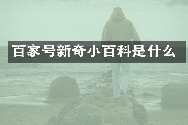 百家号新奇小百科是什么