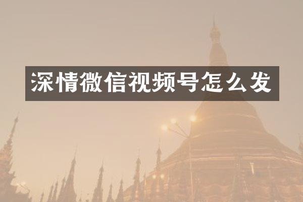 深情微信视频号怎么发