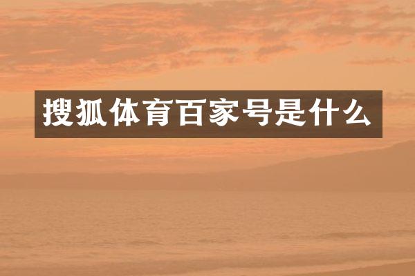 搜狐体育百家号是什么