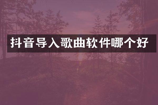 抖音导入歌曲软件哪个好